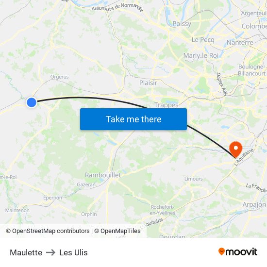 Maulette to Les Ulis map