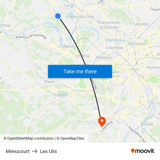 Menucourt to Les Ulis map