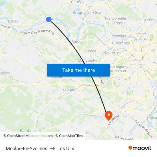 Meulan-En-Yvelines to Les Ulis map