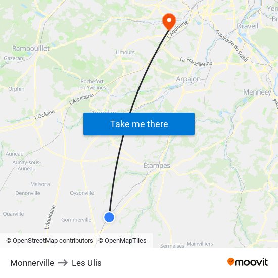 Monnerville to Les Ulis map