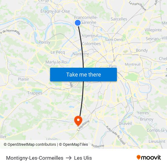Montigny-Les-Cormeilles to Les Ulis map