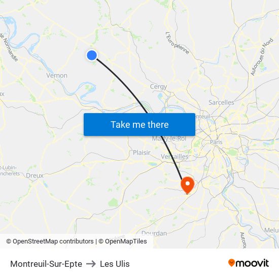 Montreuil-Sur-Epte to Les Ulis map