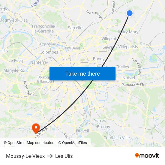 Moussy-Le-Vieux to Les Ulis map
