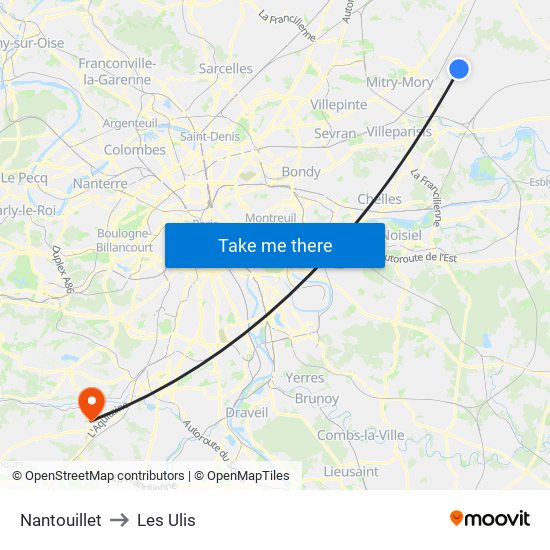 Nantouillet to Les Ulis map