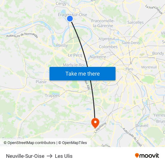 Neuville-Sur-Oise to Les Ulis map