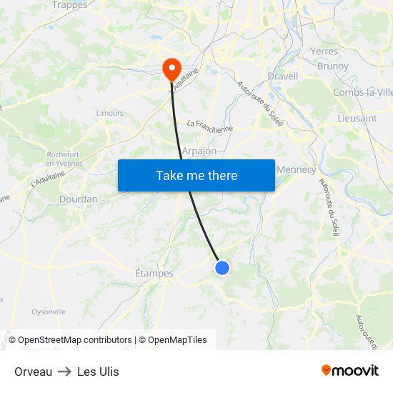 Orveau to Les Ulis map