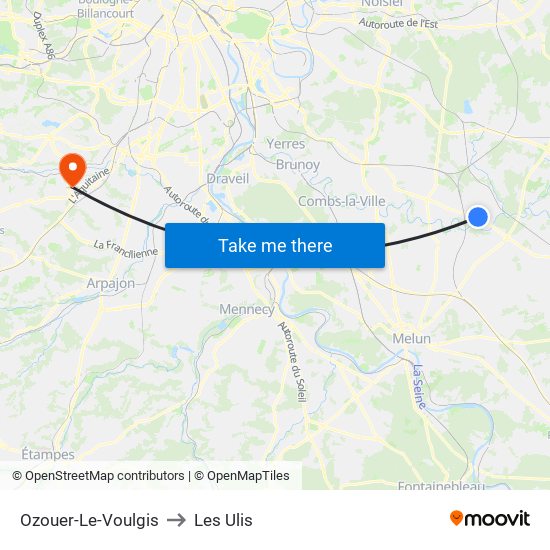 Ozouer-Le-Voulgis to Les Ulis map