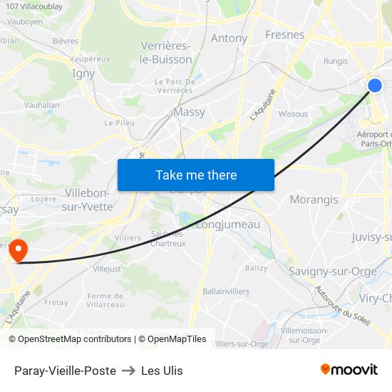 Paray-Vieille-Poste to Les Ulis map
