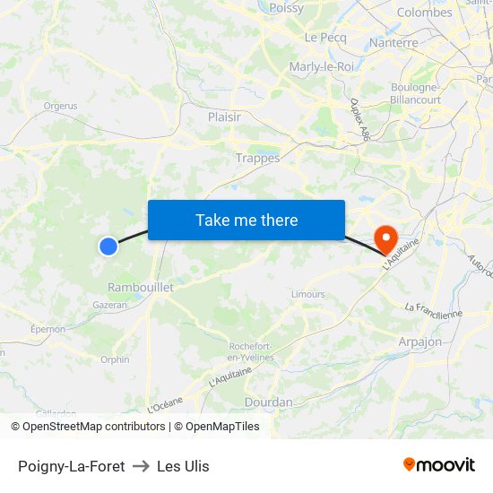 Poigny-La-Foret to Les Ulis map