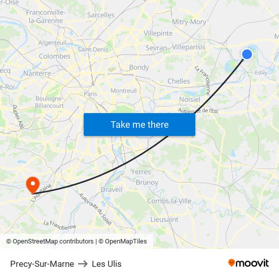Precy-Sur-Marne to Les Ulis map