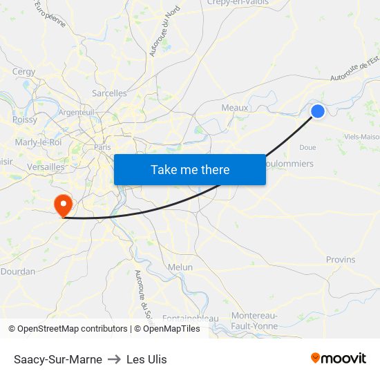 Saacy-Sur-Marne to Les Ulis map