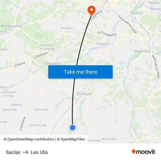 Saclas to Les Ulis map