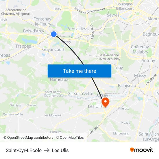 Saint-Cyr-L'Ecole to Les Ulis map