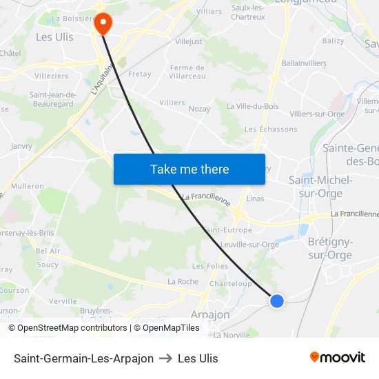 Saint-Germain-Les-Arpajon to Les Ulis map