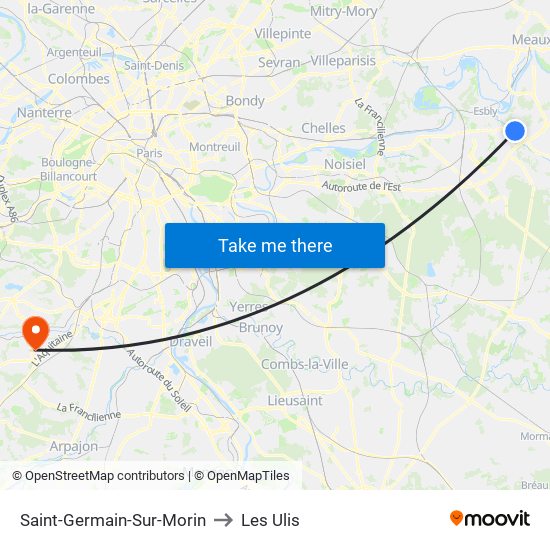 Saint-Germain-Sur-Morin to Les Ulis map