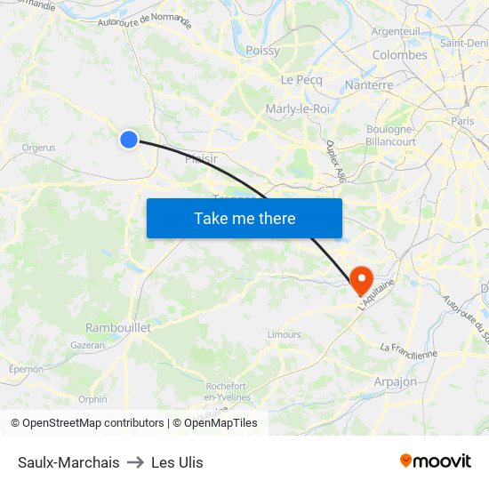 Saulx-Marchais to Les Ulis map
