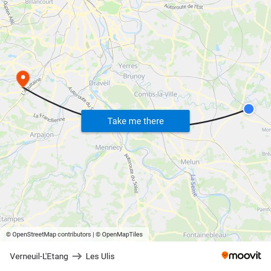 Verneuil-L'Etang to Les Ulis map
