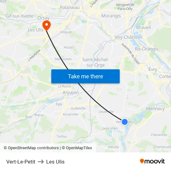Vert-Le-Petit to Les Ulis map