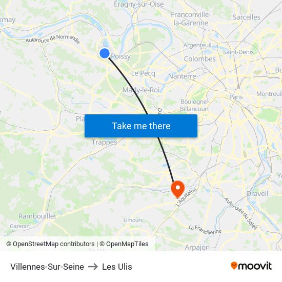 Villennes-Sur-Seine to Les Ulis map