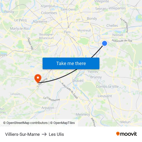 Villiers-Sur-Marne to Les Ulis map