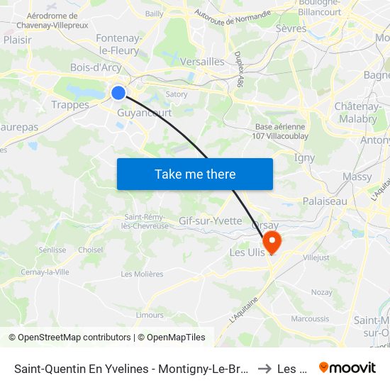 Saint-Quentin En Yvelines - Montigny-Le-Bretonneux to Les Ulis map