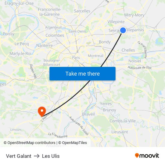 Vert Galant to Les Ulis map