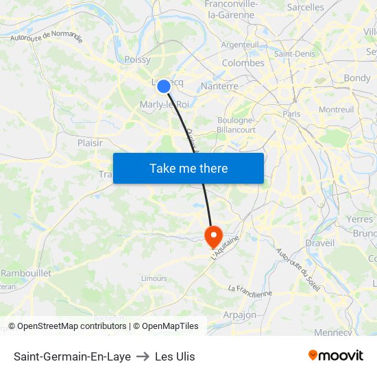 Saint-Germain-En-Laye to Les Ulis map