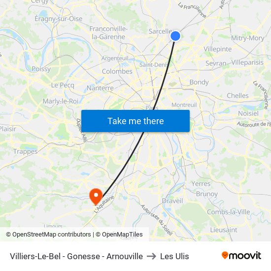 Villiers-Le-Bel - Gonesse - Arnouville to Les Ulis map