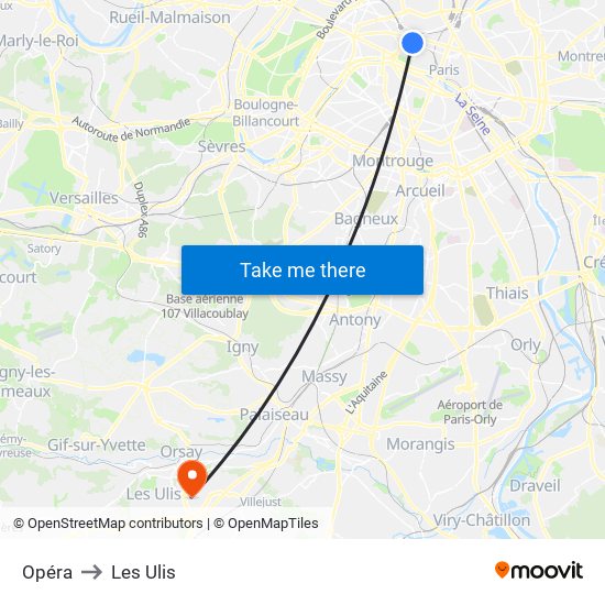 Opéra to Les Ulis map