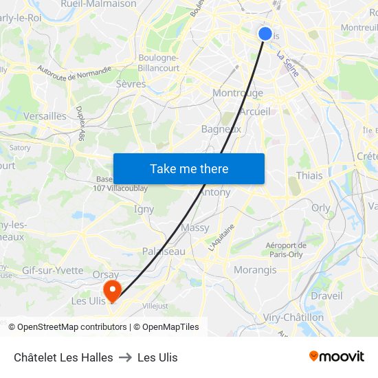Châtelet Les Halles to Les Ulis map