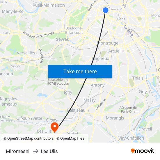 Miromesnil to Les Ulis map
