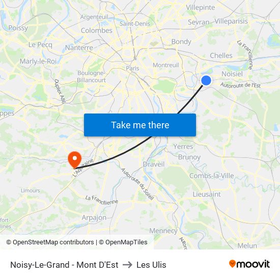Noisy-Le-Grand - Mont D'Est to Les Ulis map