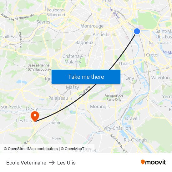 École Vétérinaire to Les Ulis map