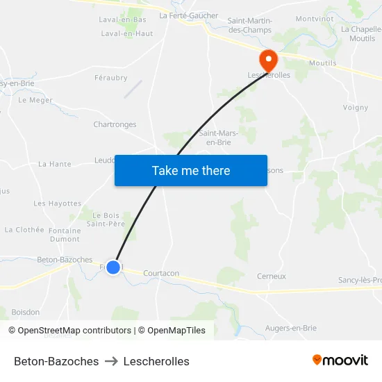 Beton-Bazoches to Lescherolles map
