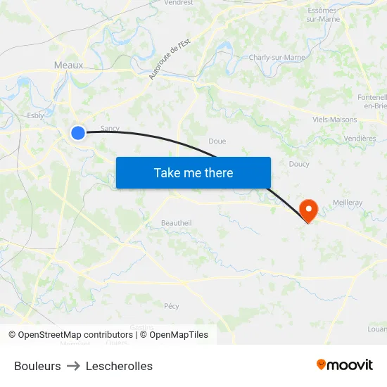 Bouleurs to Lescherolles map