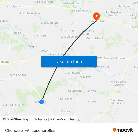 Chenoise to Lescherolles map