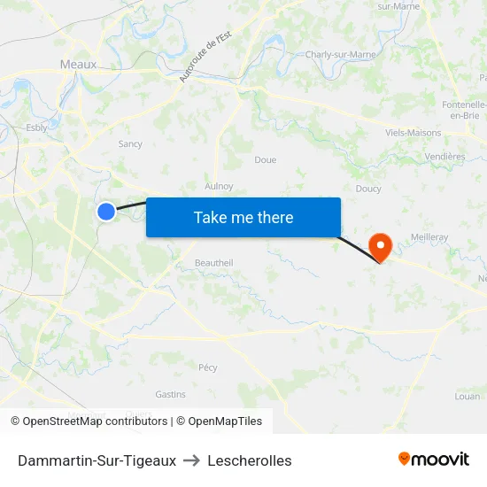 Dammartin-Sur-Tigeaux to Lescherolles map