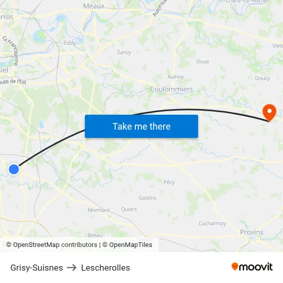 Grisy-Suisnes to Lescherolles map
