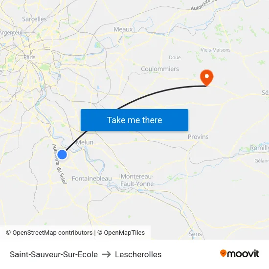 Saint-Sauveur-Sur-Ecole to Lescherolles map