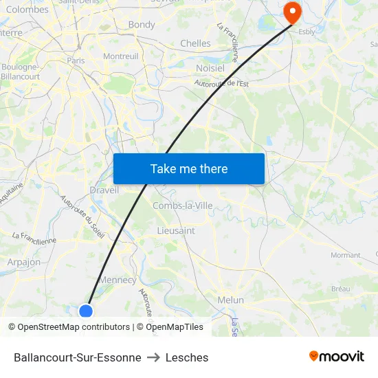 Ballancourt-Sur-Essonne to Lesches map