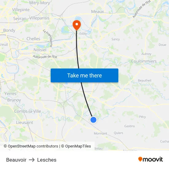 Beauvoir to Lesches map