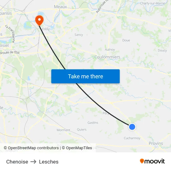 Chenoise to Lesches map