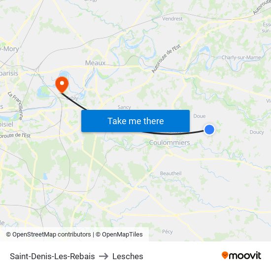 Saint-Denis-Les-Rebais to Lesches map
