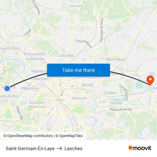 Saint-Germain-En-Laye to Lesches map