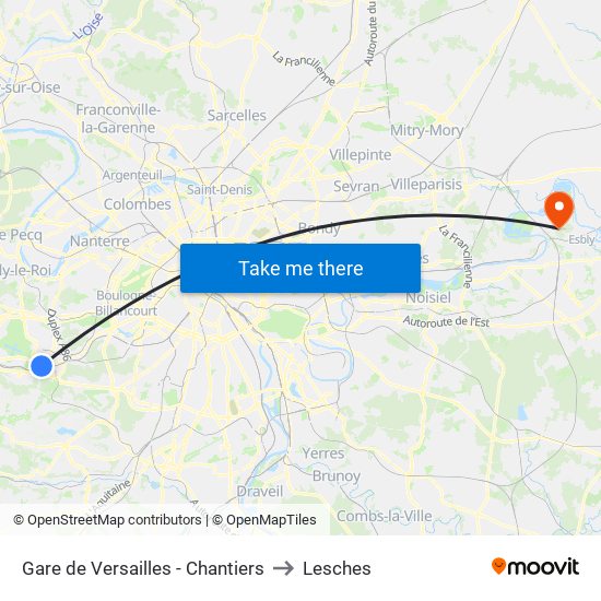 Gare de Versailles - Chantiers to Lesches map