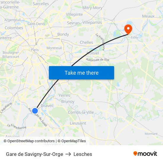Gare de Savigny-Sur-Orge to Lesches map