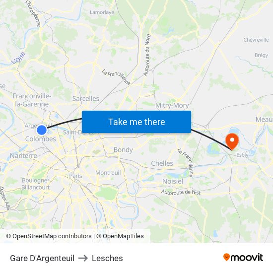 Gare D'Argenteuil to Lesches map
