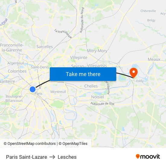 Paris Saint-Lazare to Lesches map