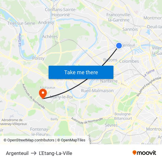 Argenteuil to L'Etang-La-Ville map