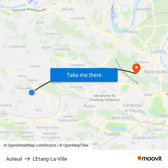 Auteuil to L'Etang-La-Ville map